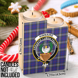 ScotsTee Shop Scottish Kinnaird Clan Crest Tartan Wooden Candle Holder