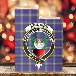 ScotsTee Shop Scottish Kinnaird Clan Crest Tartan Wooden Candle Holder