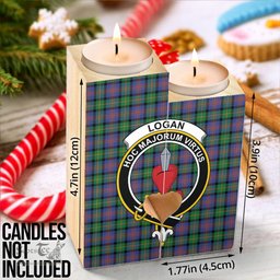 ScotsTee Shop Scottish Logan Ancient Clan Crest Tartan Wooden Candle Holder