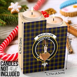 ScotsTee Shop Scottish MacLellan Modern Clan Crest Tartan Wooden Candle Holder