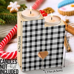 ScotsTee Shop Scottish MacFarlane Black White Clan Tartan Wooden Candle Holder