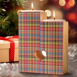 ScotsTee Shop Scottish Ogilvie of Airlie Ancient Clan Tartan Wooden Candle Holder