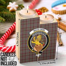 ScotsTee Shop Scottish Nicolson Hunting Weathered Clan Crest Tartan Wooden Candle Holder