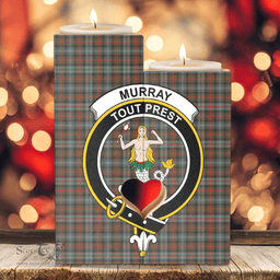 ScotsTee Shop Scottish Murray of Atholl Weathered Clan Crest Tartan Wooden Candle Holder