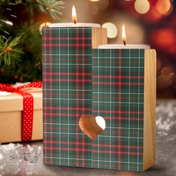 ScotsTee Shop Scottish MacDiarmid Modern Clan Tartan Wooden Candle Holder