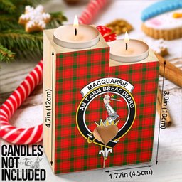 ScotsTee Shop Scottish MacQuarrie Modern Clan Crest Tartan Wooden Candle Holder