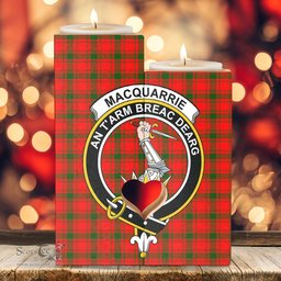ScotsTee Shop Scottish MacQuarrie Modern Clan Crest Tartan Wooden Candle Holder