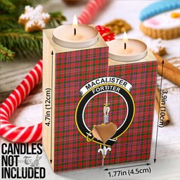 ScotsTee Shop Scottish MacAlister Modern Clan Crest Tartan Wooden Candle Holder