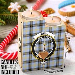 ScotsTee Shop Scottish of the Borders Clan Crest Tartan Wooden Candle Holder