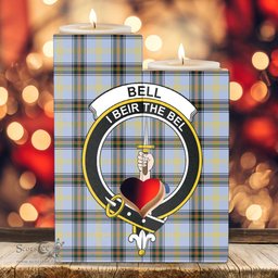 ScotsTee Shop Scottish of the Borders Clan Crest Tartan Wooden Candle Holder