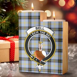 ScotsTee Shop Scottish of the Borders Clan Crest Tartan Wooden Candle Holder