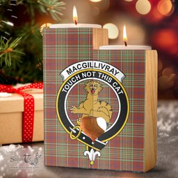 ScotsTee Shop Scottish MacGillivray Hunting Ancient Clan Crest Tartan Wooden Candle Holder