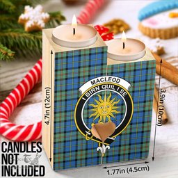 ScotsTee Shop Scottish MacLeod of Harris Ancient Clan Crest Tartan Wooden Candle Holder