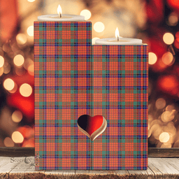 ScotsTee Shop Scottish Nicolson Ancient Clan Tartan Wooden Candle Holder