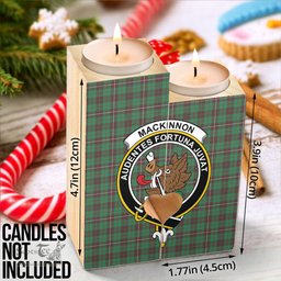 ScotsTee Shop Scottish MacKinnon Hunting Ancient Clan Crest Tartan Wooden Candle Holder