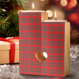 ScotsTee Shop Scottish MacBean Modern Clan Tartan Wooden Candle Holder