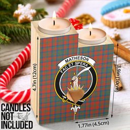 ScotsTee Shop Scottish Matheson Ancient Clan Crest Tartan Wooden Candle Holder