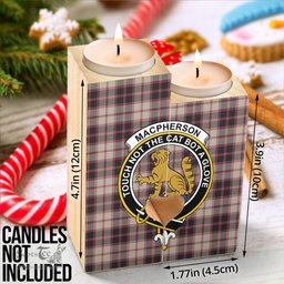 ScotsTee Shop Scottish MacPherson Hunting Ancient Clan Crest Tartan Wooden Candle Holder