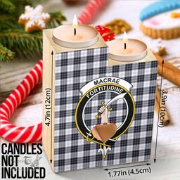ScotsTee Shop Scottish MacRae Dress Modern Clan Crest Tartan Wooden Candle Holder