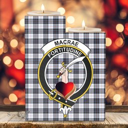 ScotsTee Shop Scottish MacRae Dress Modern Clan Crest Tartan Wooden Candle Holder
