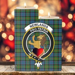 ScotsTee Shop Scottish Newlands of Lauriston Clan Crest Tartan Wooden Candle Holder