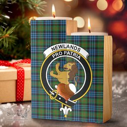 ScotsTee Shop Scottish Newlands of Lauriston Clan Crest Tartan Wooden Candle Holder