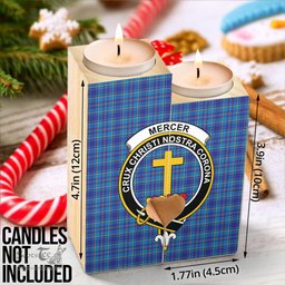 ScotsTee Shop Scottish Mercer Modern Clan Crest Tartan Wooden Candle Holder