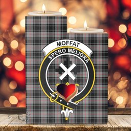ScotsTee Shop Scottish Moffat Modern Clan Crest Tartan Wooden Candle Holder
