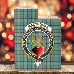 ScotsTee Shop Scottish MacThomas Ancient Clan Crest Tartan Wooden Candle Holder