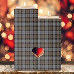 ScotsTee Shop Scottish MacKay Weathered Clan Tartan Wooden Candle Holder