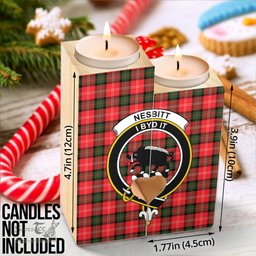 ScotsTee Shop Scottish Nesbitt Modern Clan Crest Tartan Wooden Candle Holder