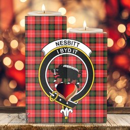 ScotsTee Shop Scottish Nesbitt Modern Clan Crest Tartan Wooden Candle Holder