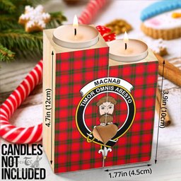 ScotsTee Shop Scottish MacNab Modern Clan Crest Tartan Wooden Candle Holder