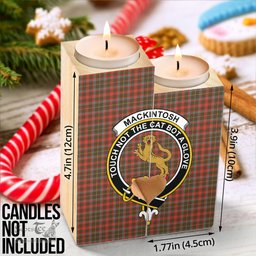 ScotsTee Shop Scottish MacKintosh Hunting Weathered Clan Crest Tartan Wooden Candle Holder