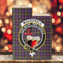 ScotsTee Shop Scottish MacDonald Modern Clan Crest Tartan Wooden Candle Holder