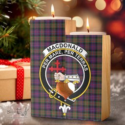 ScotsTee Shop Scottish MacDonald Modern Clan Crest Tartan Wooden Candle Holder