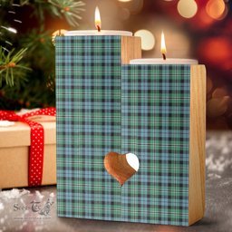ScotsTee Shop Scottish Melville Clan Tartan Wooden Candle Holder