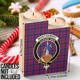 ScotsTee Shop Scottish Montgomery Modern Clan Crest Tartan Wooden Candle Holder