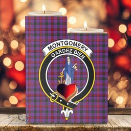 ScotsTee Shop Scottish Montgomery Modern Clan Crest Tartan Wooden Candle Holder