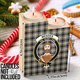 ScotsTee Shop Scottish Menzies Black White Ancient Clan Crest Tartan Wooden Candle Holder