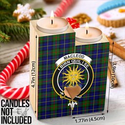 ScotsTee Shop Scottish MacLeod of Harris Modern Clan Crest Tartan Wooden Candle Holder