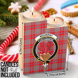 ScotsTee Shop Scottish Moubray Clan Crest Tartan Wooden Candle Holder