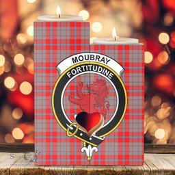 ScotsTee Shop Scottish Moubray Clan Crest Tartan Wooden Candle Holder