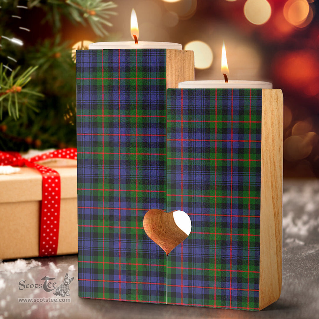 ScotsTee Shop Scottish Murray of Atholl Modern Clan Tartan Wooden Candle Holder