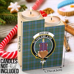 ScotsTee Shop Scottish Ogilvie Hunting Ancient Clan Crest Tartan Wooden Candle Holder