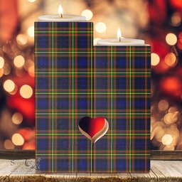 ScotsTee Shop Scottish MacLellan Modern Clan Tartan Wooden Candle Holder