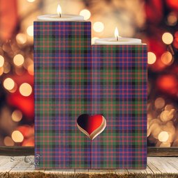 ScotsTee Shop Scottish MacDonald Modern Clan Tartan Wooden Candle Holder