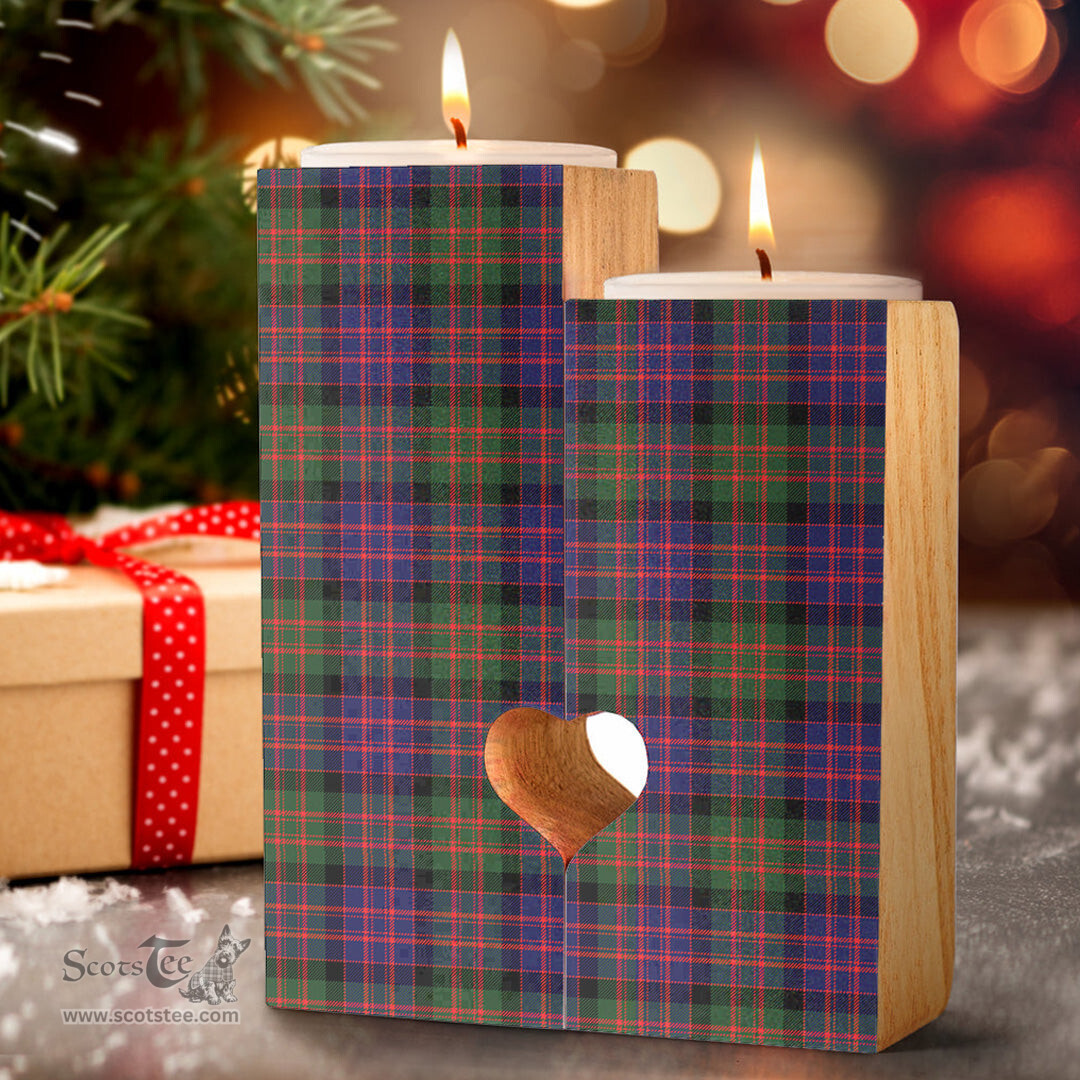 ScotsTee Shop Scottish MacDonald Modern Clan Tartan Wooden Candle Holder