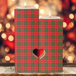ScotsTee Shop Scottish MacAulay Modern Clan Tartan Wooden Candle Holder