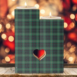 ScotsTee Shop Scottish MacAulay Hunting Ancient Clan Tartan Wooden Candle Holder